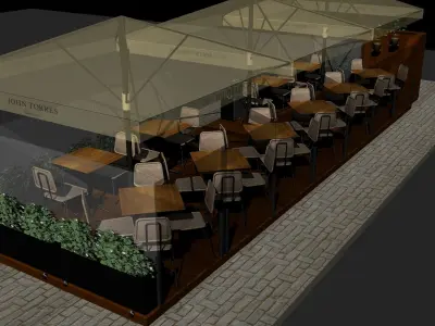 Coffee shop terrace 3D model