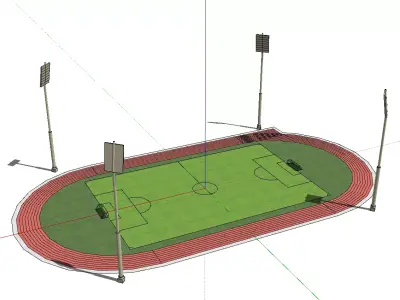 Football field with running track Free 3D model