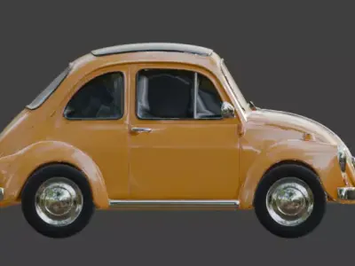 Orange Cartoon Beetle Car 3D Model Low-poly 3D model