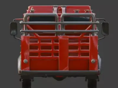 Stylized Cartoon Fire Truck 3D Model Low-poly 3D model