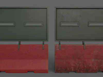 PBR Concrete Roadblock Barrier V4 Low-poly 3D model