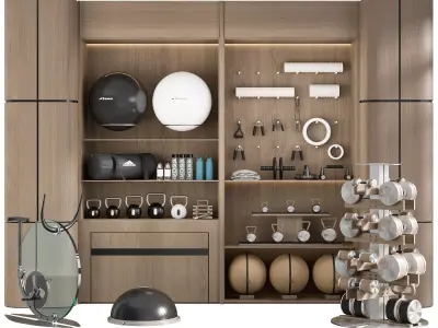 GYM RACK WITH SPORTS EQUIPMENT NO1 A 3D model