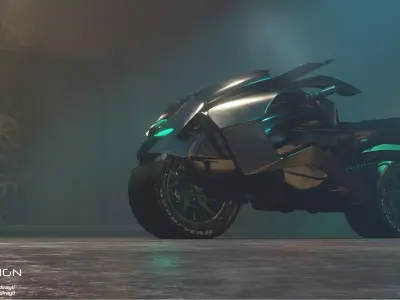 Cyberpunk Concept Motorcycle and Environment 3D model