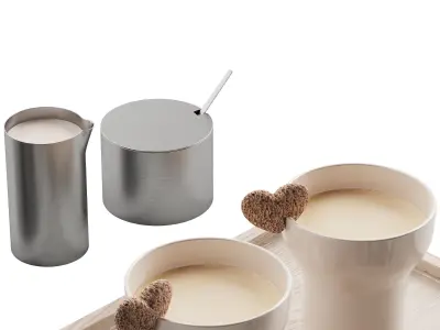 062 Kitchen decor set DISHES coffee set 01 3D model