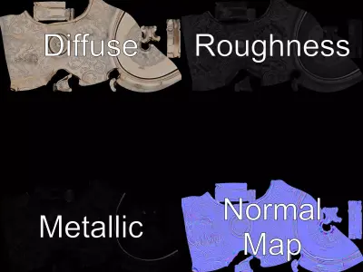 Elegant Baroque Teapot model pack Low-poly 3D model