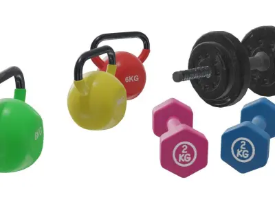 Dumbbell 3D Model Collection Low-poly 3D model