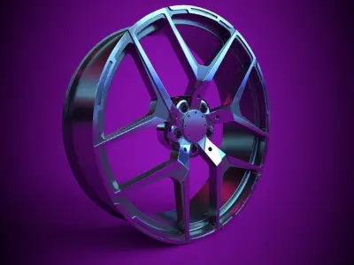 Awesome Rim and Tire 04 Low-poly 3D model