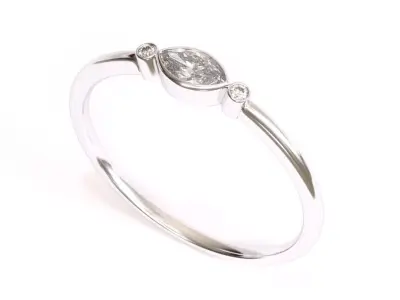 Delicate Three Diamond ring with  Marquise  Diamond 3D print model