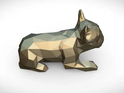 french bulldog low poly 3D print model