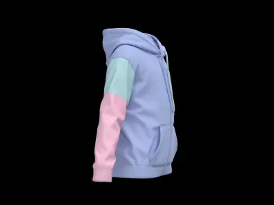 Kids female zipper hoodie 3D model