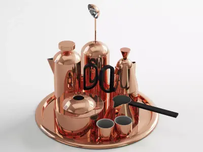 Brew Collection copper tea set 3D model