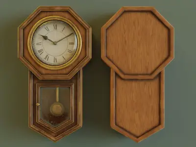 Old Wall Clock Low-poly 3D model