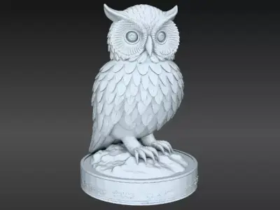 Snow Owl 3D Model Winter Figurine 3D Printable  3D model