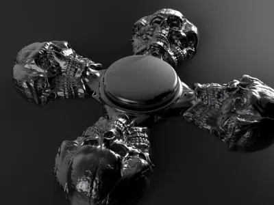 Premium spinner Merged skull 4-arm 3D print model