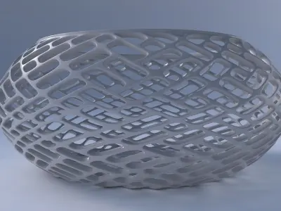 Bowl spheric squeezed wide with lattice tiles 3D print model