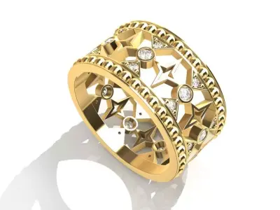  Patterned Diamond Ring 3D print model