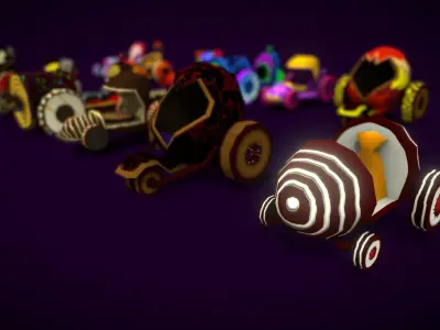 Cartoon sweet car Low-poly 3D model