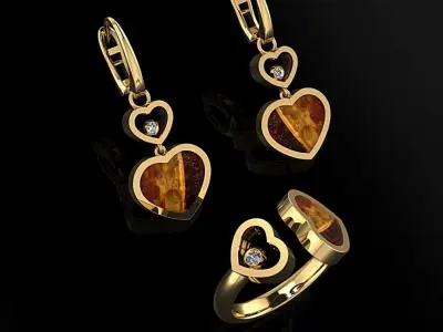 Chopard Ring and Earrings 3D print model