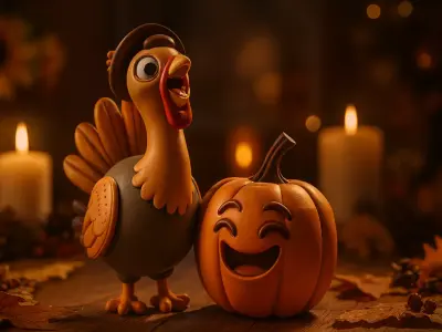 Turkey and Pumpkin Duo 3D print model