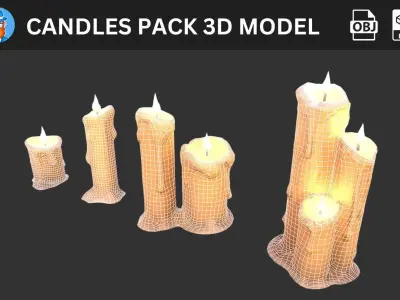 Candles Pack 3D Model 3D model