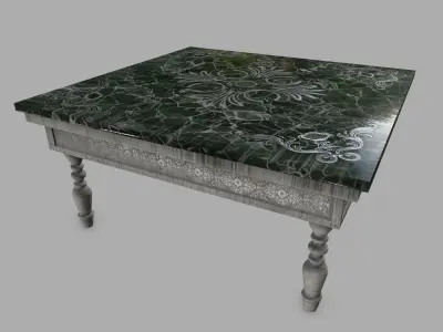 Table with marble top Low-poly 3D model