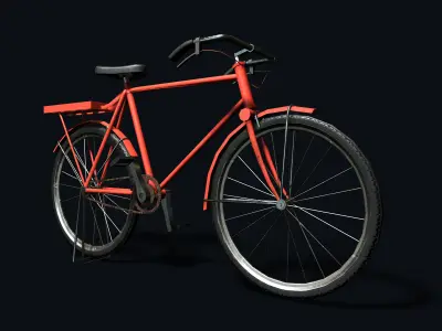 Classic Red Bicycle PBR Low-poly 3D model