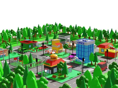 Low Poly City Map Low-poly 3D model