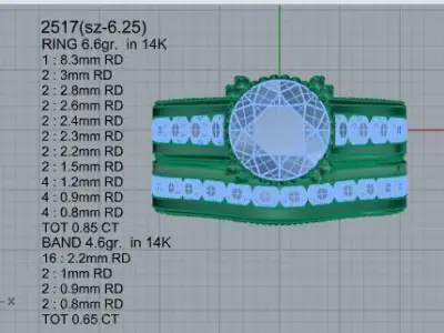 Round Diamond Channel Setting Ring 2517 3D print model