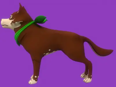 Stylized Brown Seberian Husky for Games and Animation  Low-poly 3D model