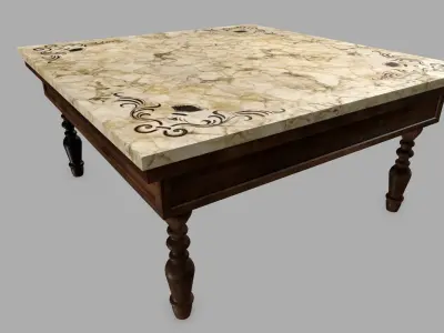 Table person marble top dining Low-poly 3D model