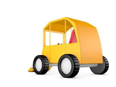 Cartoon Bulldozer Low-poly 3D model