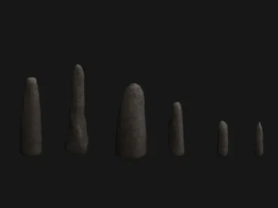 Obelisk Set long stone Free low-poly 3D model