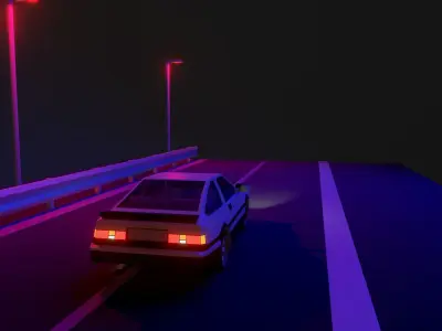 Lowpoly car Toyota AE86 Trueno  Low-poly 3D model