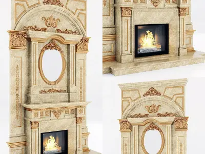 classical marble fireplace 6 3D model