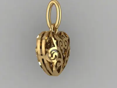 pendant openwork heart 3D print model