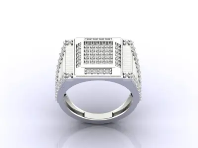 Print Ready STL 3DM  Gents Rings Diamond Men Ring  3D print model 180