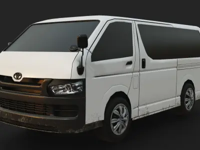 Toyota hiace van car Low-poly 3D model