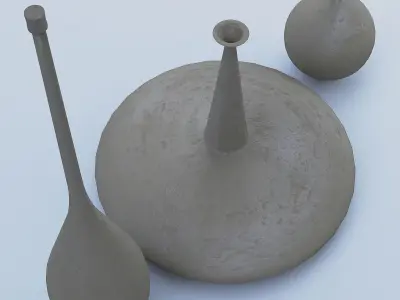 Cement Vases Decor Set 3D model