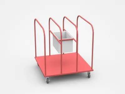 Container Trolley Cart With Small Box Container Attached 3D model