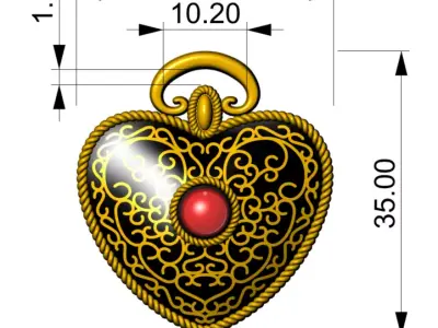 Luxury Heart Pendant Elegant  for Designer Bags and Necklaces 3D print model