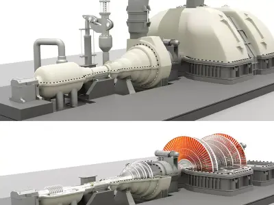Steam Turbine Generator - Full Detailed 3D model