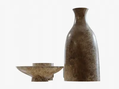 Brown Stains Sake Set 3D model