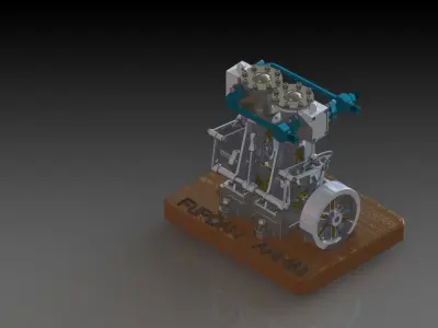 Vertical Twin Steam Engine 3D model
