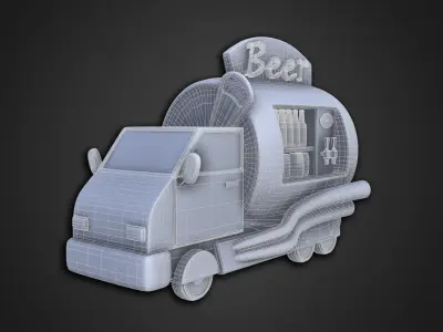 Asset - Cartoons - Food Car -  Beer Vehicle 3D model