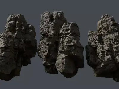 Large Jungle Cliffs Modular Low-poly 3D model