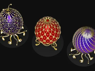 Collection of Faberge eggs R1 3D model