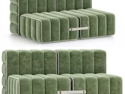 Curt Set 5 e g Flexible 2 seater with armrests Barcelona Low-poly 3D model