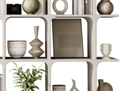 plastic Shelves Decorative With Plants and plastic Rack 31 3D model
