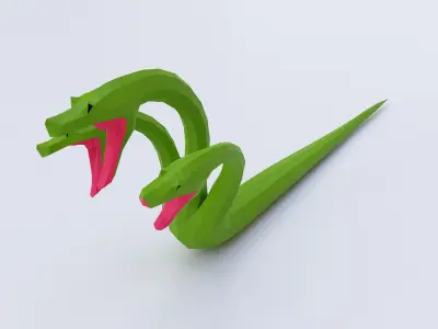 Three headed snake 3d model  Low-poly 3D model