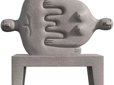 Concrete Historian Statue Low-poly 3D model